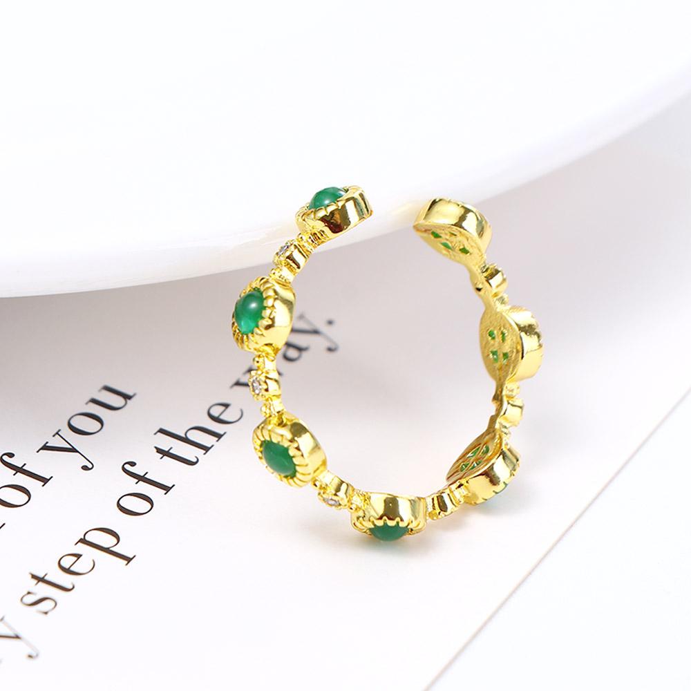 Mxbeauty Wanita Cincin Trendi Adjustable Terbuka Rings Niche Desain Imitasi Hetian Giok Berlapis Emas Perhiasan Fashion