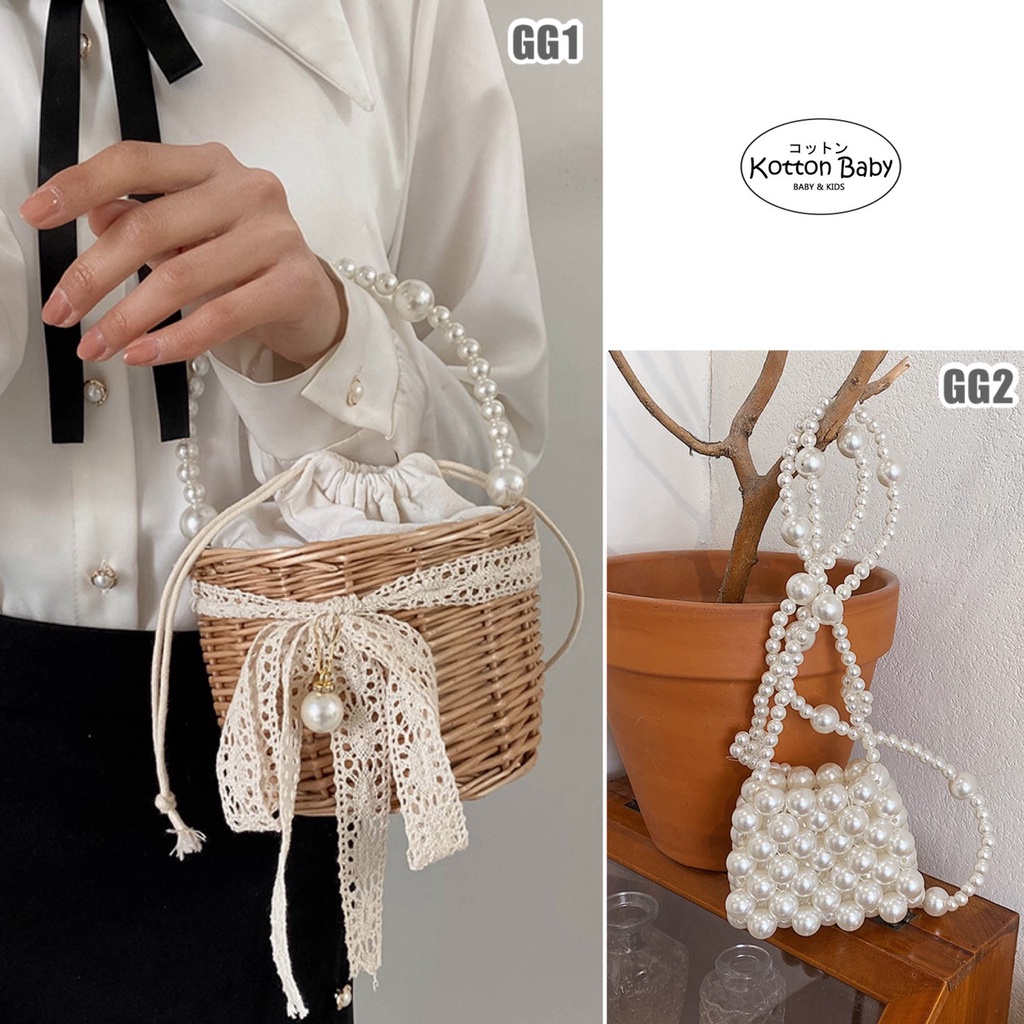 TAS ROTAN FASHION KOREA SELEMPANG JALAN ANAK BAG BAHU LUCU PEREMPUAN CATALOG BDBG GG