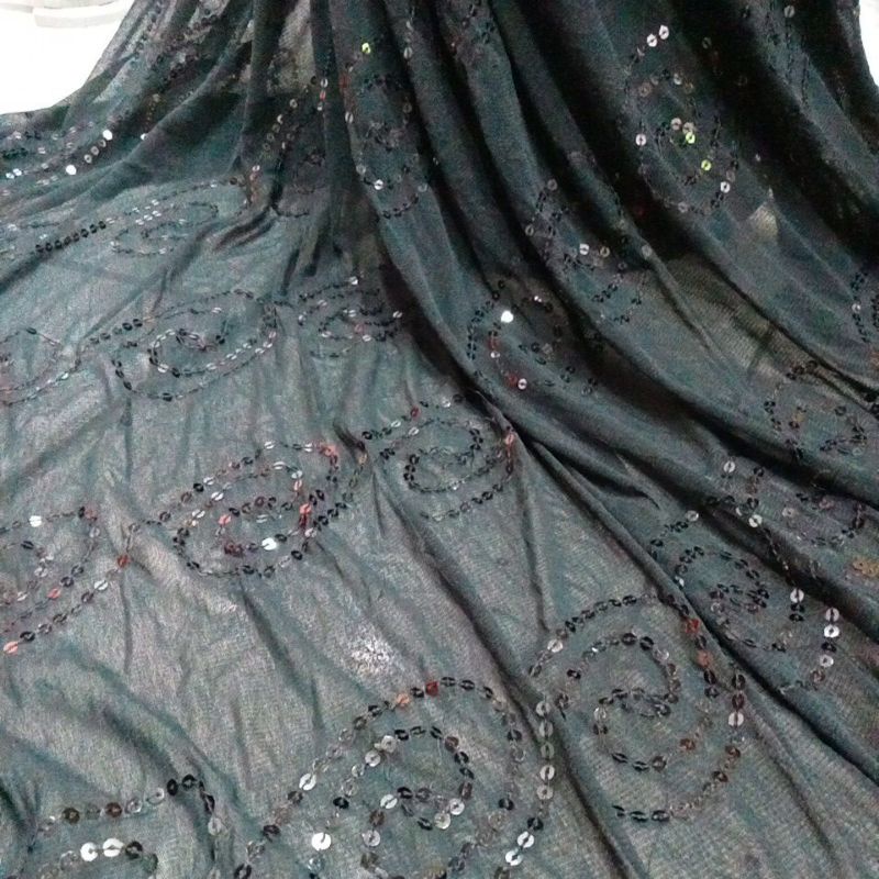 1/2 Meter Tile Payet hitam/kain Tile/bahan Tile payet