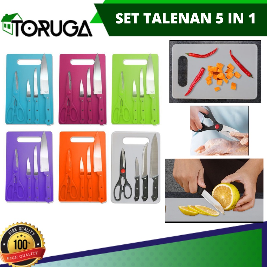 Set Talenan Dapur Lengkap Plus Pisau Dan Gunting 5 in 1 Murah