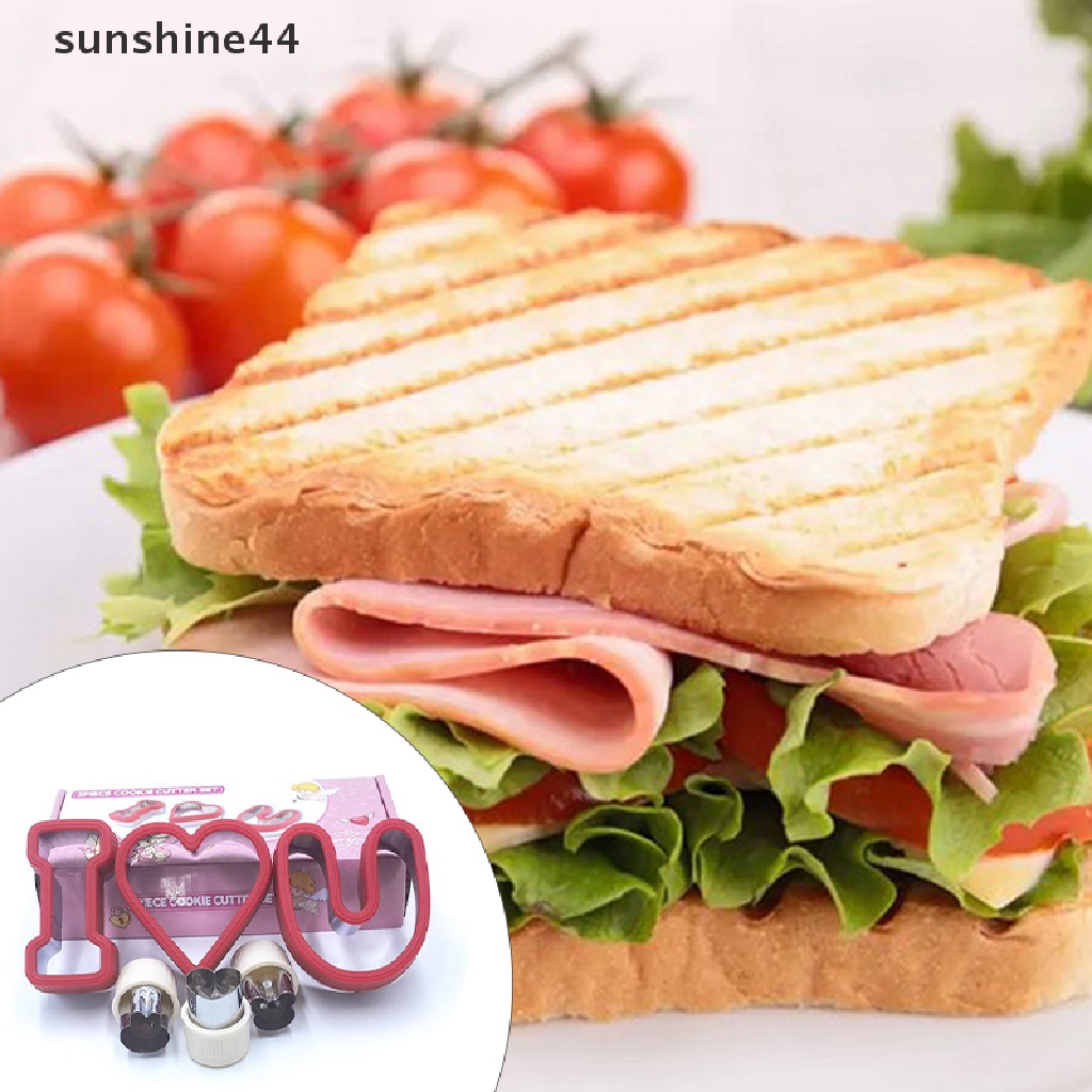 Sunshine 6Pcs / Set Cetakan Pemotong Sandwich / Roti Bahan Stainless Steel Tulisan I LOVE YOU