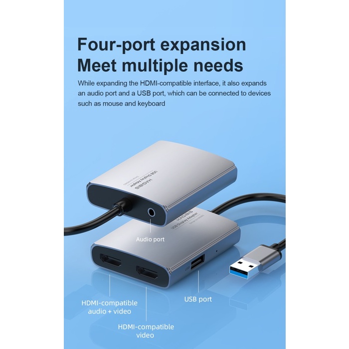 Kabel Hagibis Usb 3.0 To Dual Hdmi-Compatible Adapter Triple Display Video