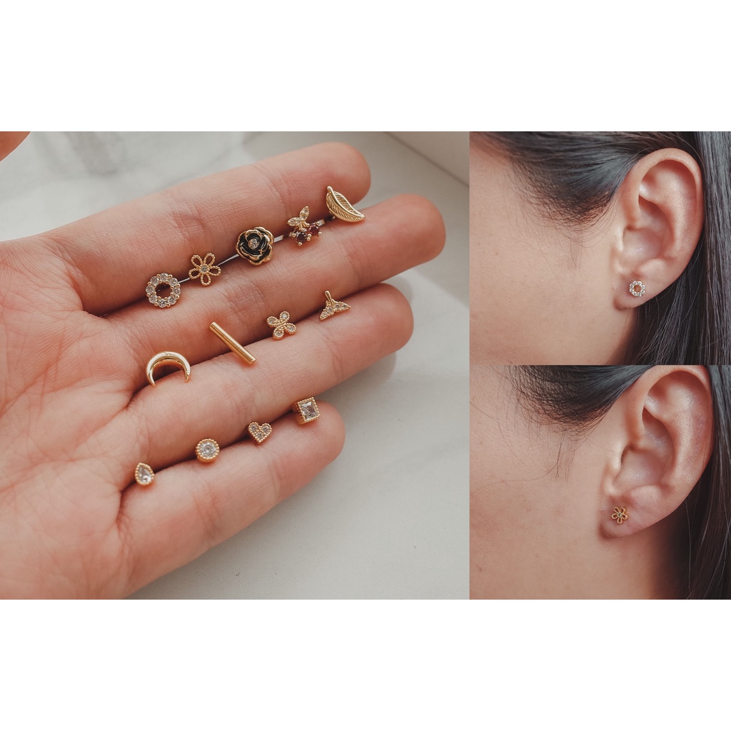 1374 /1375 - (HARGA 1 BIJI) ANTING PIERCING KARAKTER TINDIKAN HELIX TRAGUS - STAINLESS STEEL