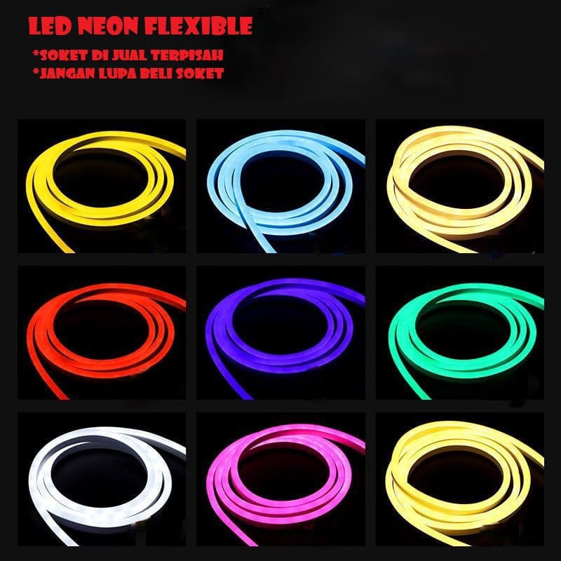 Paket Lampu LED Neon Flex Ledf 1m - 5 m AC 220V Lengkap Tinggal Colok MIK