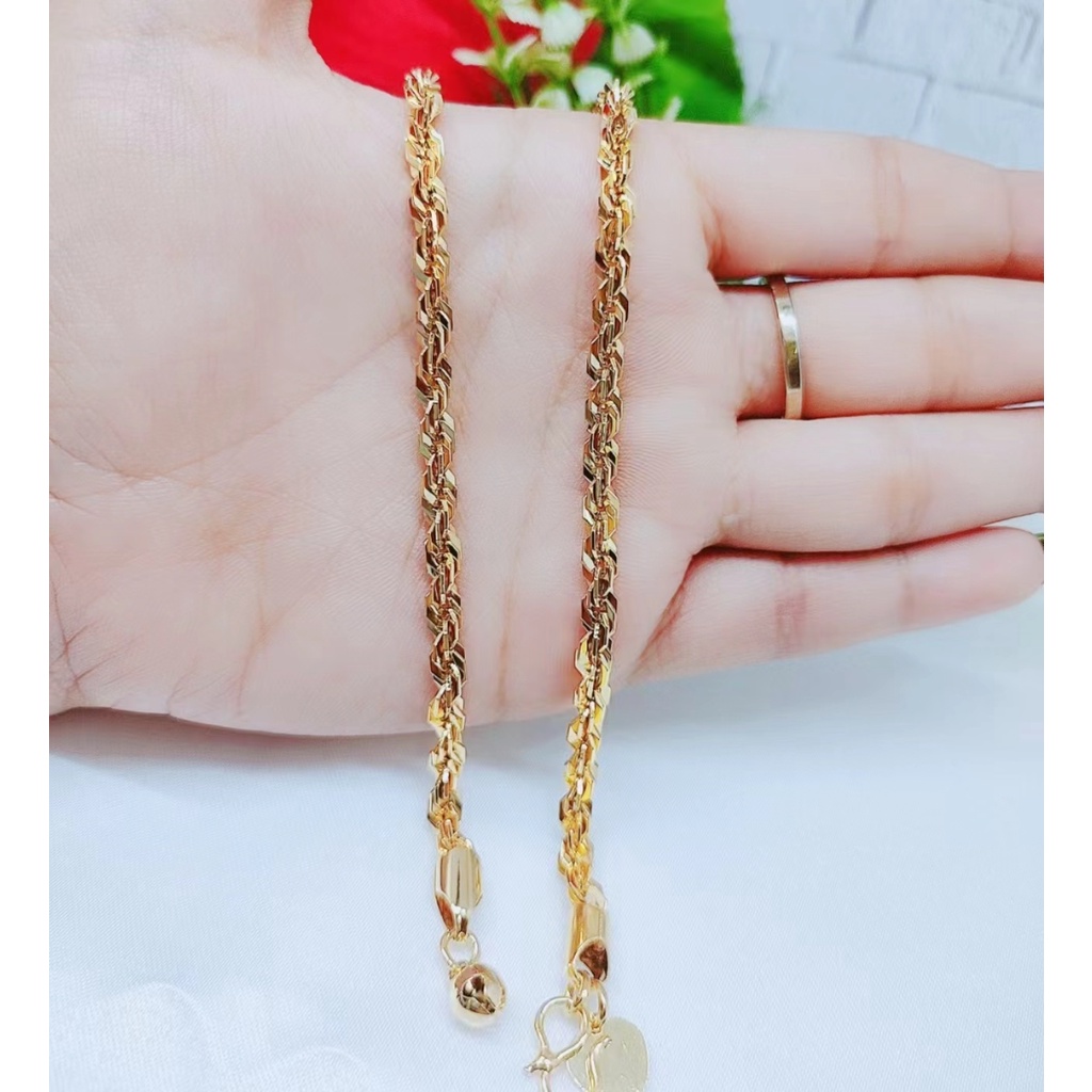 Gelang Xuping Rantai Polos Lapis Emas 24k Perhiasan Wanita D008/009/010