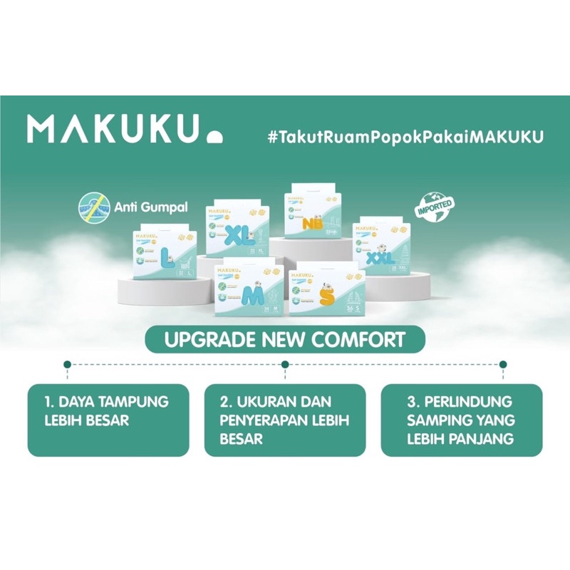 Makassar ! New Makuku Air Diapers Comfort Newborn Tape Perekat NB28