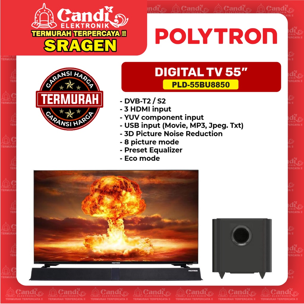 POLYTRON Digital Tv 55 Inch Cinemax Soundbar - 55BU8850