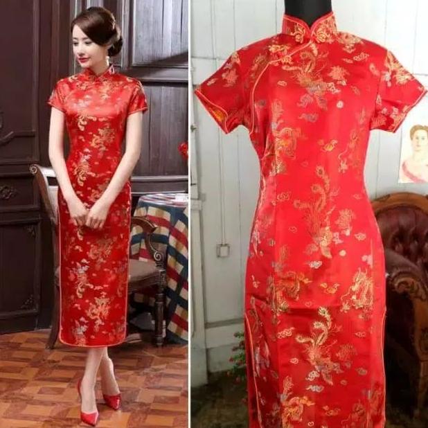 PROMO Ferline Cheongsam Elegant Dress Chinese Lunar Imlek Baju Wanita MRW