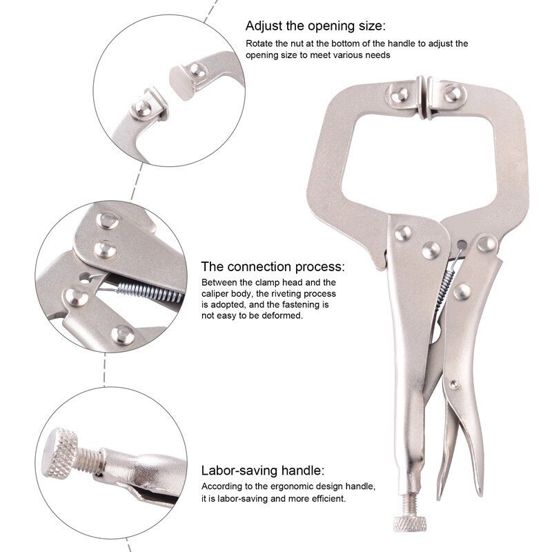 Tang Penjepit Besi Kayu Vise Grip  5- 11inch Tang Penjepit Multifungsi Welding Mouth C Clamp 11 Inch