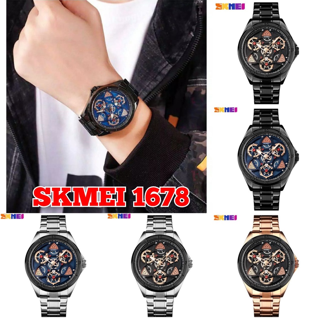 BEST SELLER JAM TANGAN PRIA SKMEI H80 TALI RANTAI PLAT MODEL GEARS DM 4.7CM FREE BOX &amp; BATERAI || JAM TANGAN FASHION PRIA JAM TANGAN COWOK MURAH