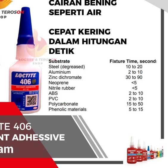 

LEM BENING TERKUAT LOCTITE 406 MEREKATKAN PLASTIK DAN KARET ELASTIS
