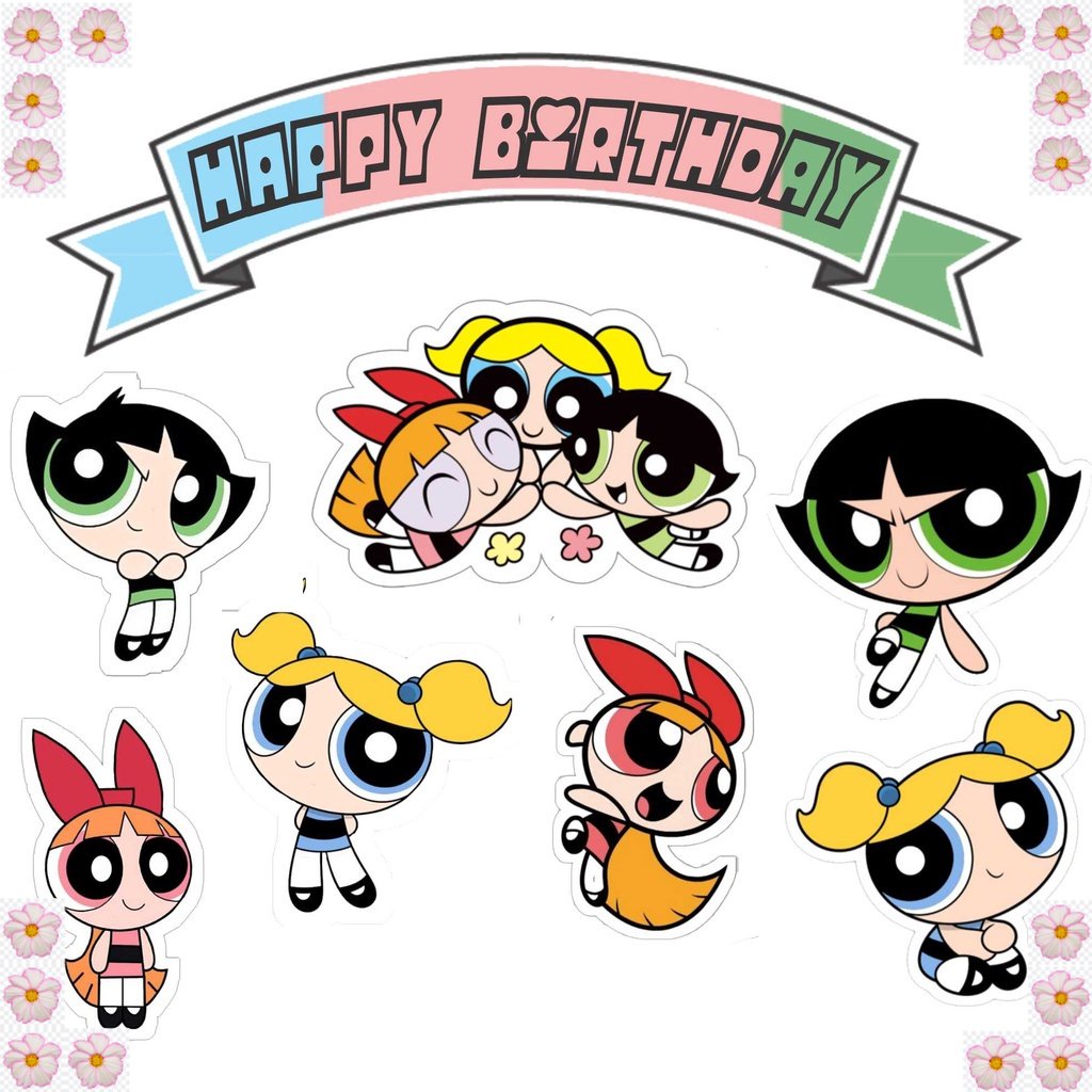 

TOPPER CAKE ULANG TAHUN / HIASAN KUE POWERPUFF GIRLS AENBAG TOPER KERTAS