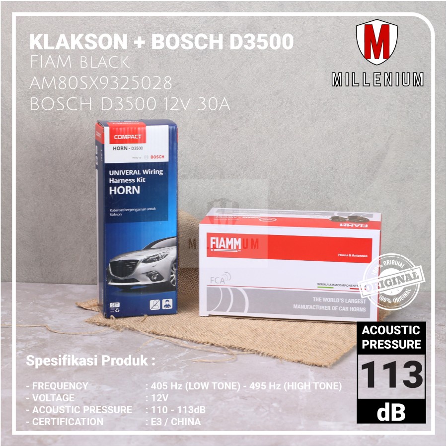 KLAKSON KEONG FIAMM ITALY 12V WATERPROOF + KABEL RELAY BOSCH D3500