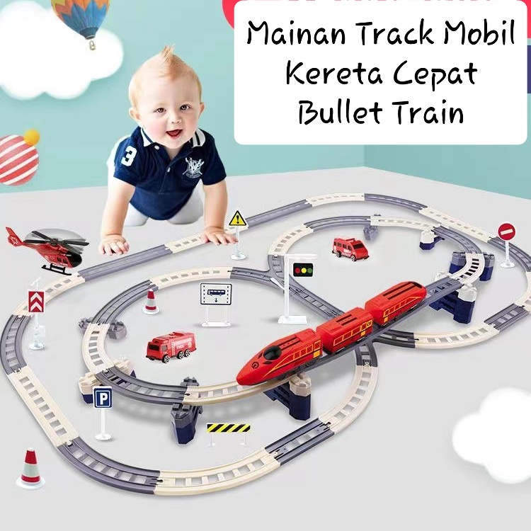 [MS]Mainan Kereta Api Cepat Set Rail Lengkap / Mainan Mobil Cepat Set Rail Lengkap / Bullet Train With Track