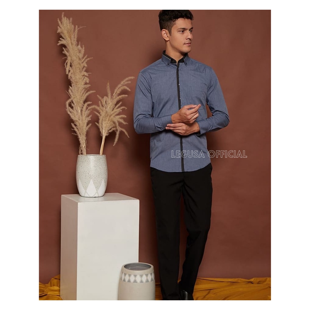 Kemeja Alisan Lengan Panjang Polos Spesial Slimfit / TWOTONE SERIES