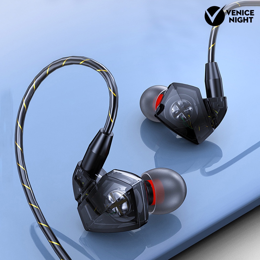 (VNEP) (Berkabel) In-ear Subwoofer Noise Reduction Sports Headset dengan Mic Hifi Music Earplug