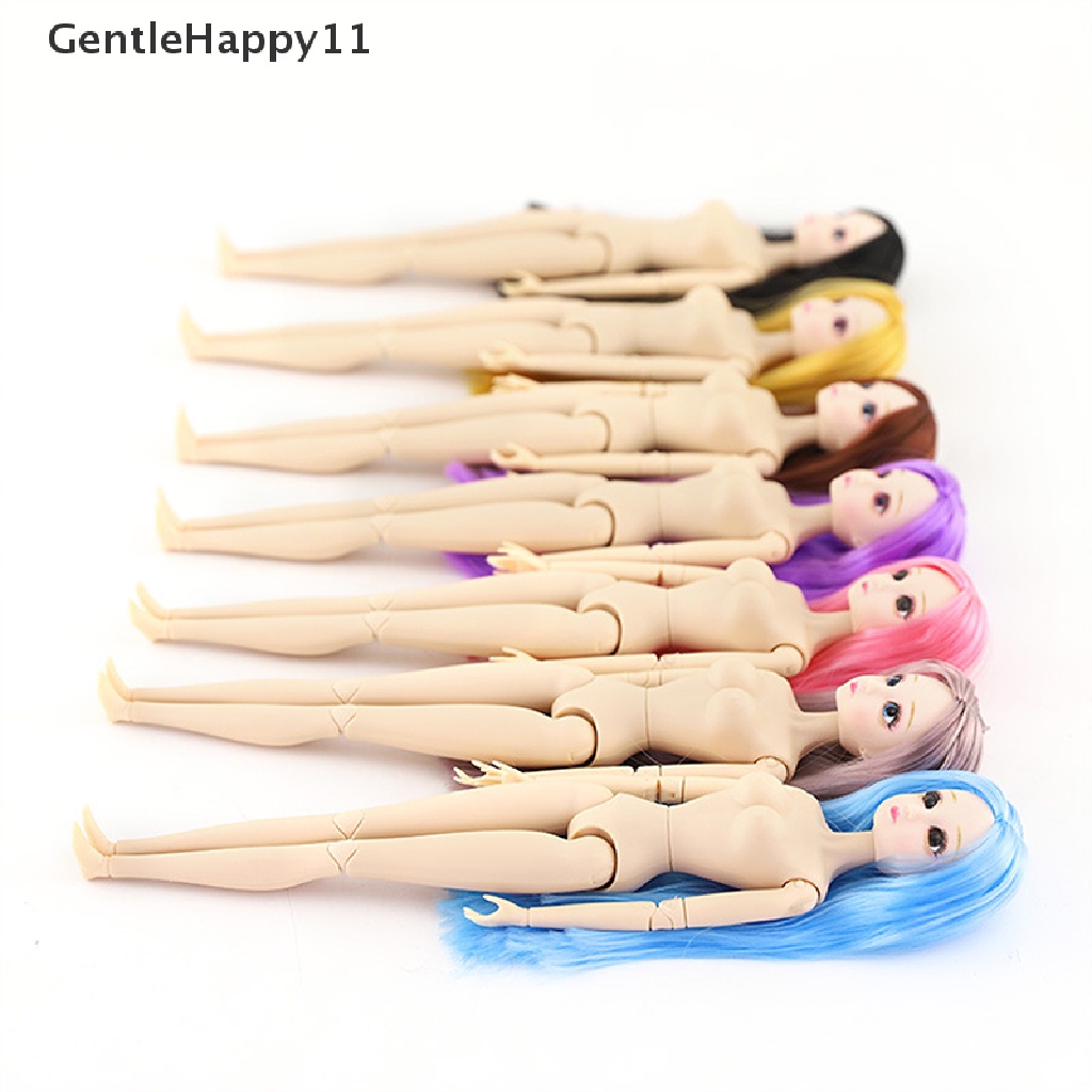 Gentlehappy 18sambungan Bergerak 30cm Mata 3D Boneka Plastik Anak Perempuan Mainan DIY Multiwarna Nude Body id