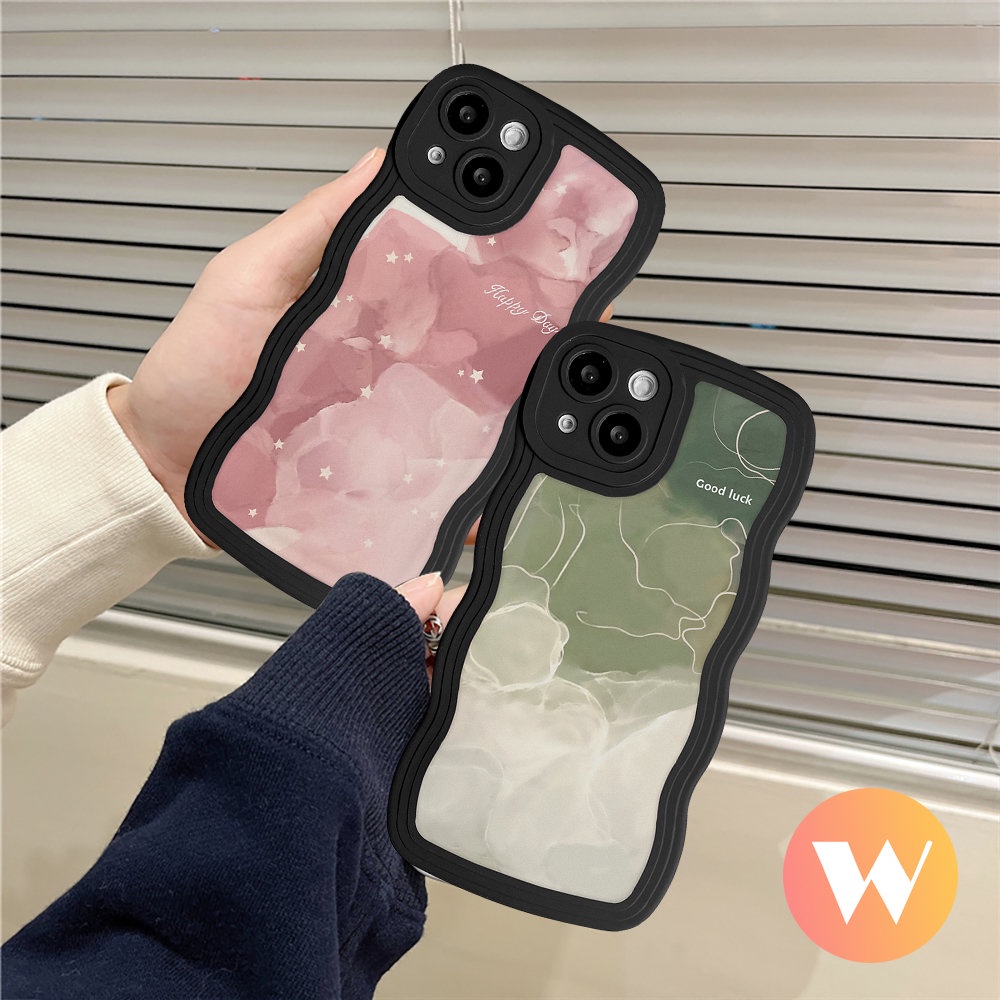 Halo Dyed Watercolor Soft Tpu Case Realme C33 C25 10 C21Y C25s C31 C15 C30 C35 C25Y C21 C20 C11 C12 C3 C17 8i 7 8 9i 7i 5i 6i 5s 9 Pro+8Pro Narzo 50 20 50A Couple Sarung Tepi Wavy