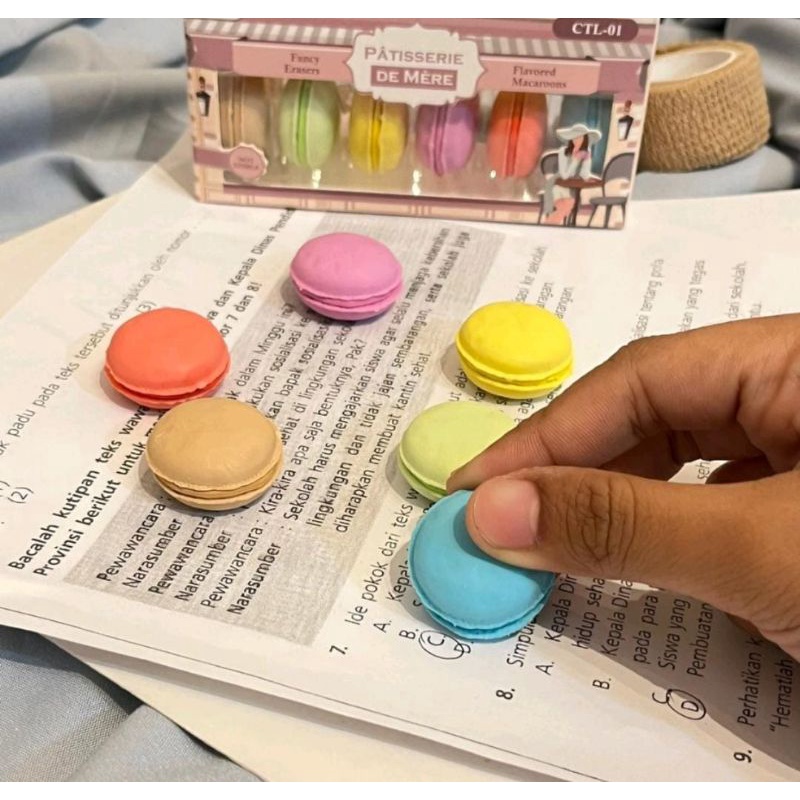 Penghapus Pensil Eraser Model Macaroon Alat Tulis Sekolah Anak