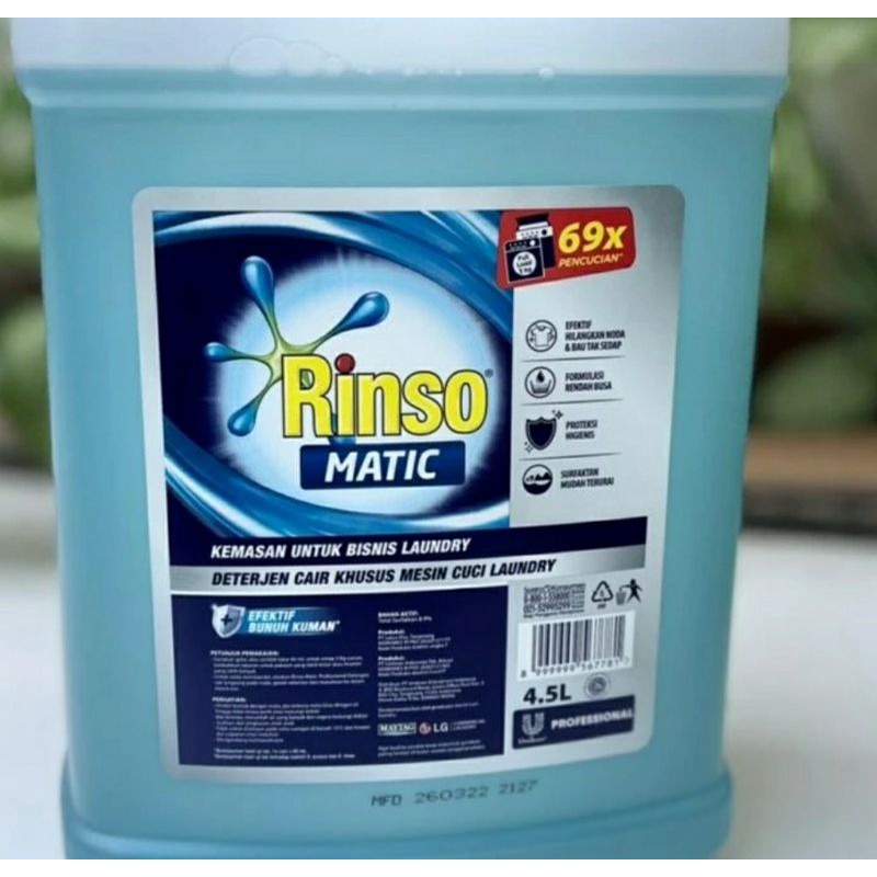 Rinso Matic Professional 4.5L 5 Liter Derigen Deterjen Cair