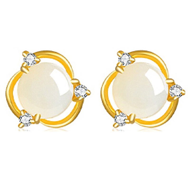 Fancyqube Fancycube Anting Giok Hetian Kosong Model Rongga Bahan Zirkon Gaya Eropa Dan Amerika