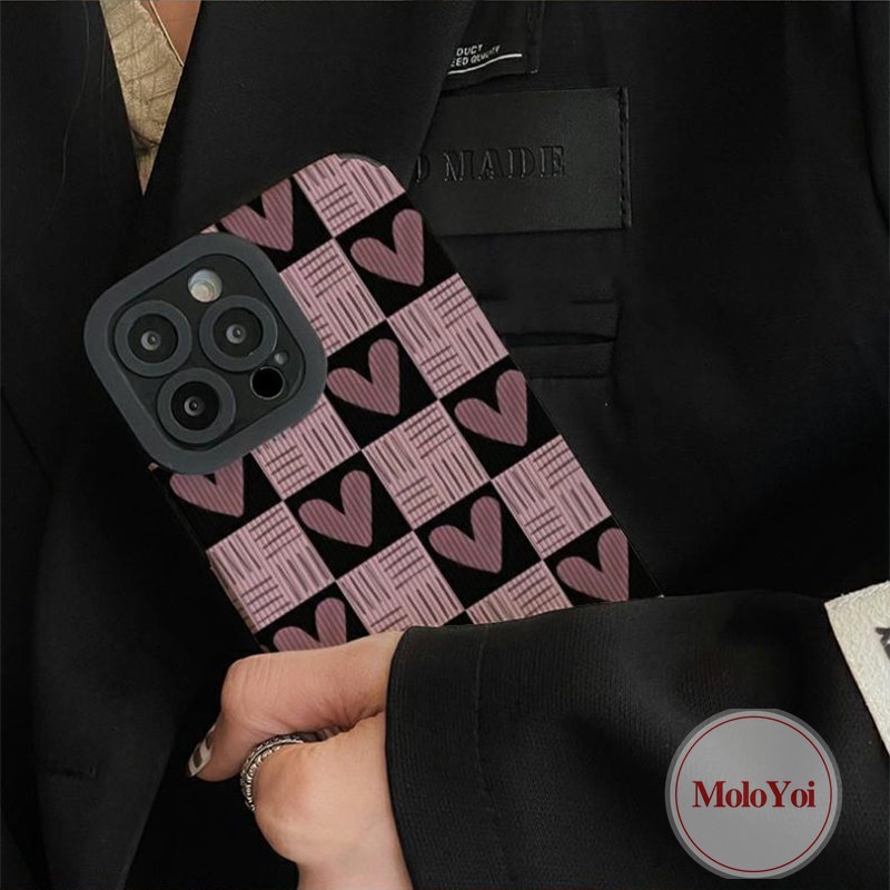 Soft Case TPU Motif Hati Warna Pink Untuk iPhone 11 12 13 14 Pro Max 7 Plus 8 Plus XR X XS Max