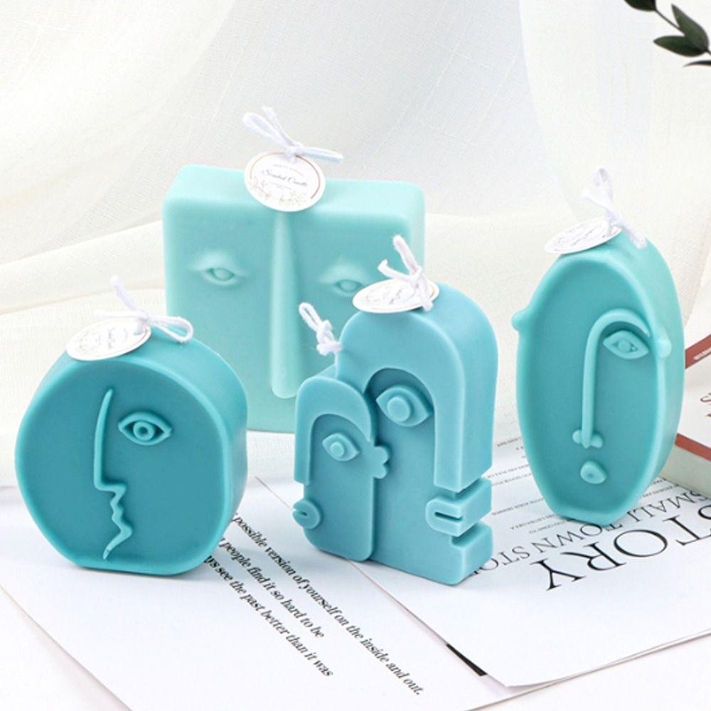 R-flower Abstract Face Candle Mold Abstract Personality Hand Tools Aromatherapy Abrasive Dekorasi Rumah Epoxy Resin DIY Cetakan Silikon