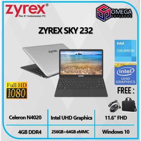 PROMO Laptop ZYREX SKY 232 N4020 4GB 256SSD+64GB W10 11.6&quot;FHD