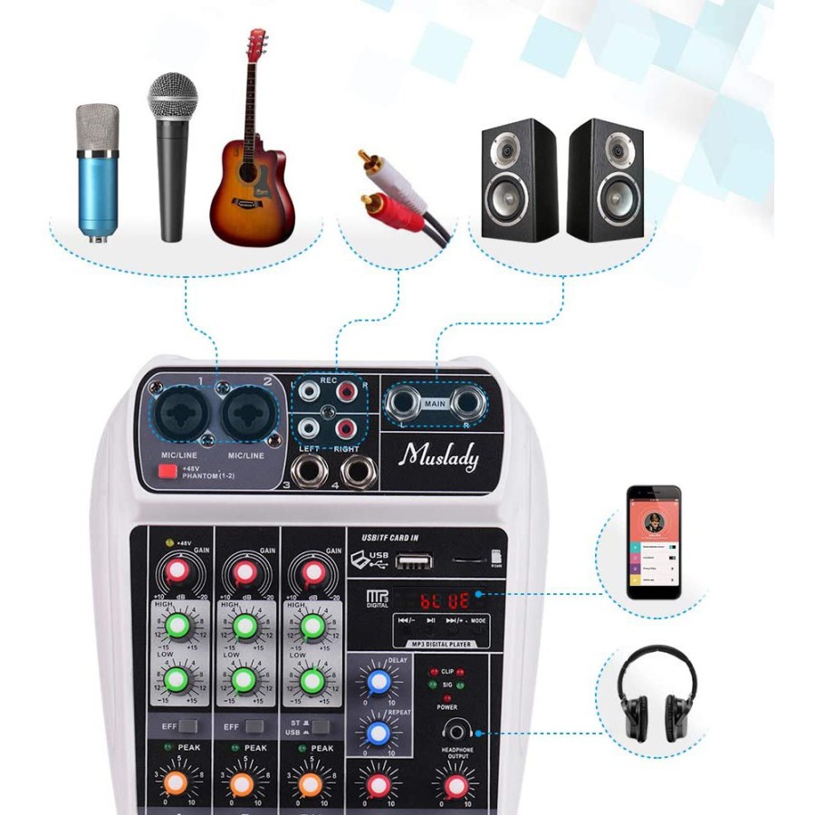 Amplifier Mixing Console Mixer Audio Mixer 4 Channel Power 48V AI-4