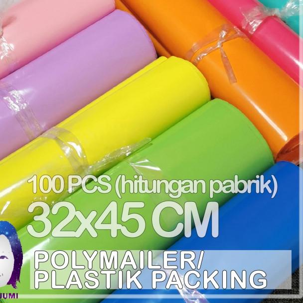 

100 PCS 32x45 cm Plastik Packing / Polymailer / Bungkus Online - Biru