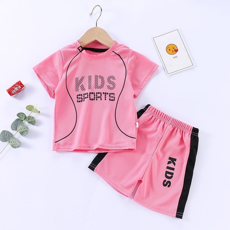 LID9128 - Setelan Baju Kaos Celana Set 2in1 Cewek Cowok Import Kids Sport