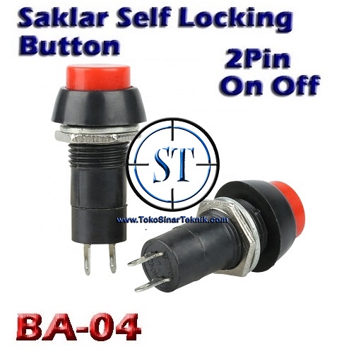 Push On-Off-On Bulat Saklar Tombol Tekan On Off Merah Self Locking Mengunci Switch Motor Mobil BA-04