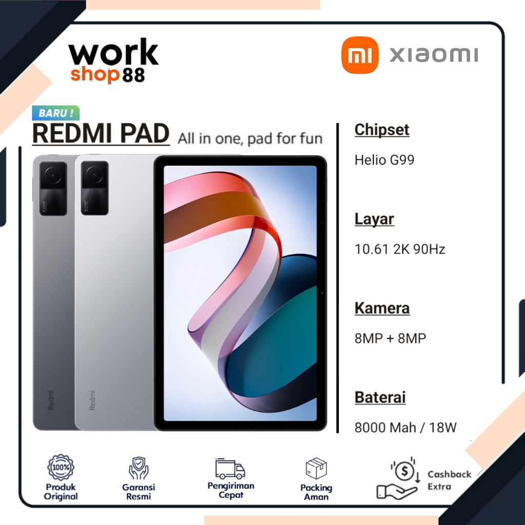 Produk Baru - Xiaomi Redmi PAD - [6GB + 2GB Extended Up To Ram 8GB] | Rom 128GB - New Original - Gar