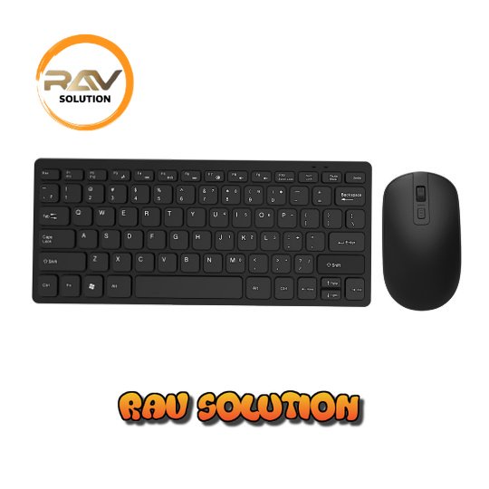 keyboard and mouse wireless set gaming combo mini slim GKM901-Hitam/Keyboard wireless mouse/Keyboard  Mouse wireless/mouse keyboard wireless/  - RAV SOLUTION