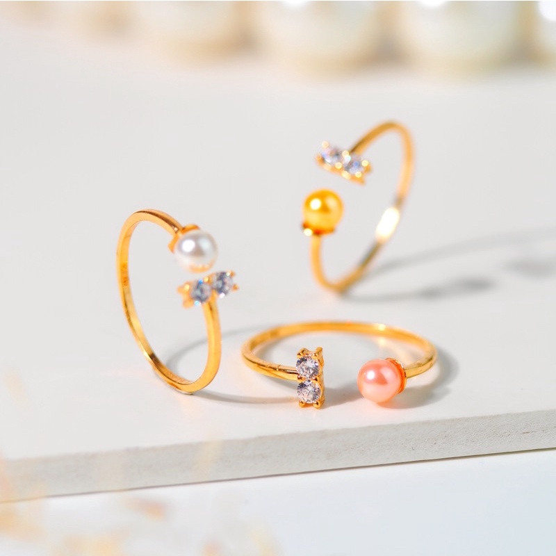 Cincin Emas  Talipan Mata Mutiara 1 Variasi Mata Putih 2 - Toko Emas Gadjah