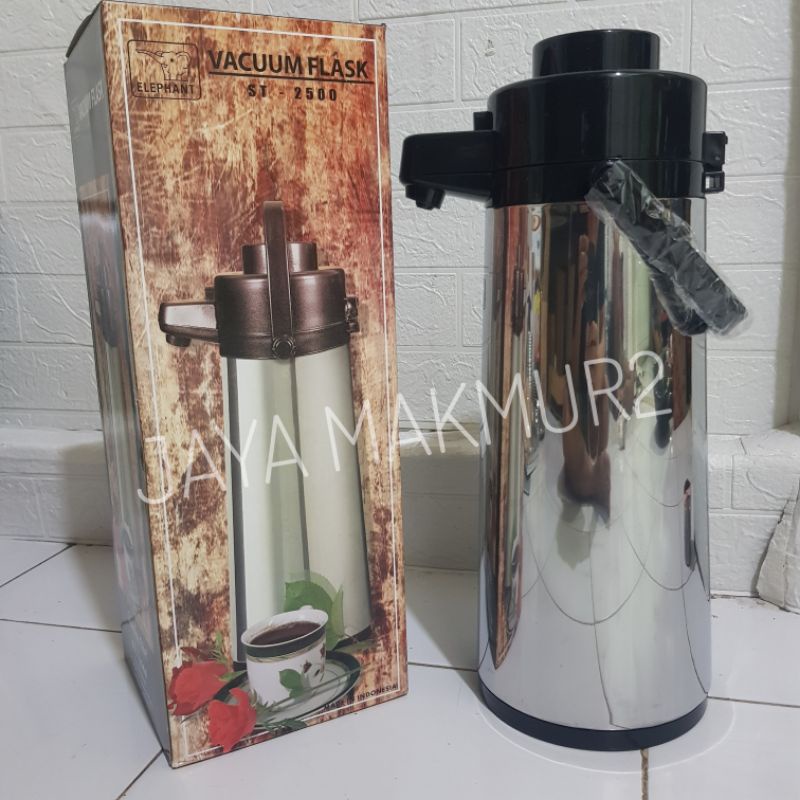 Termos Air Panas Pencet 2.5 Liter / Termos Pompa Elephant 2,5 Lt / Termos Pencet Stainless