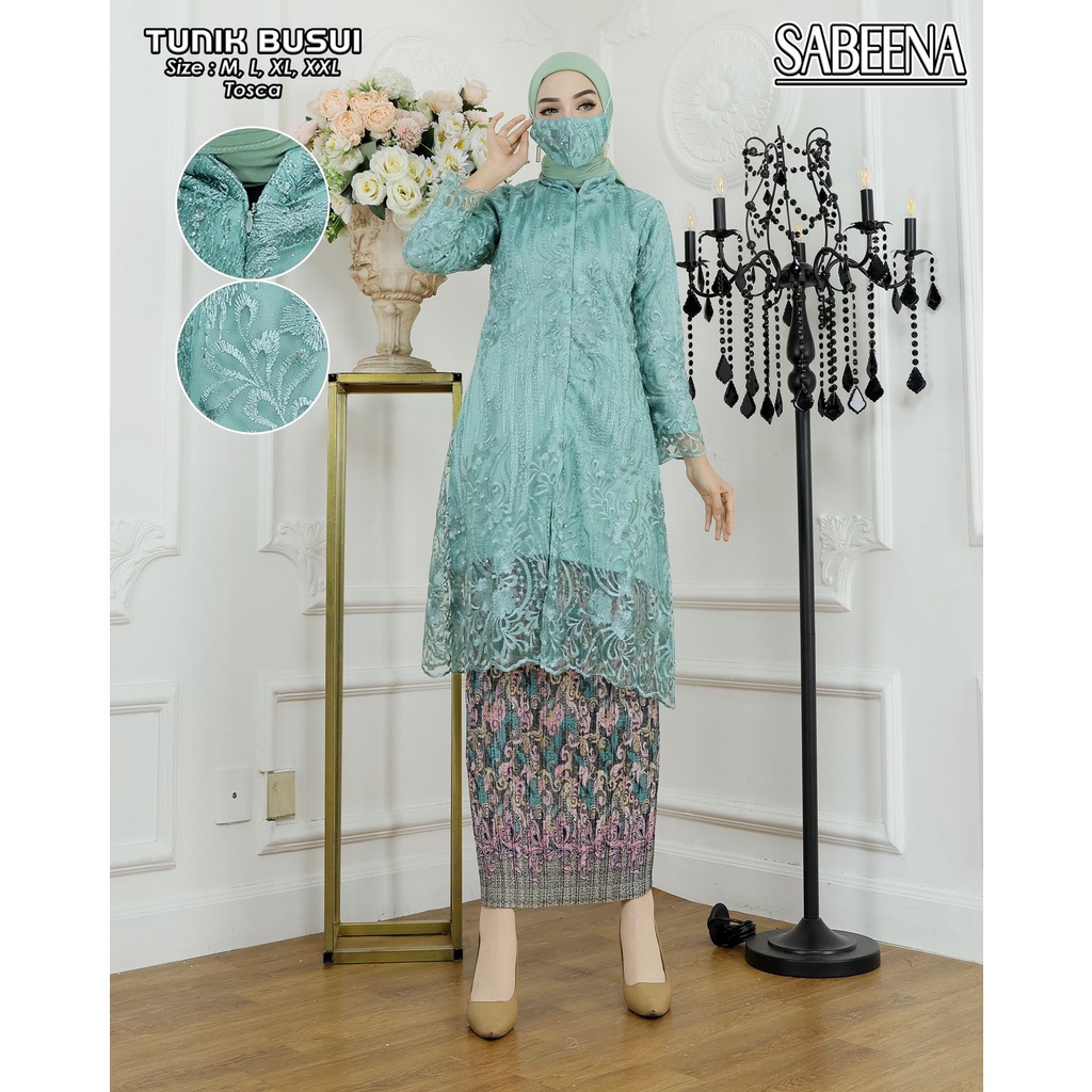 BISA COD Setelan Kebaya Tunik Tille Modern Busui mix Rok plisket Panjang / Kebaya Akad/ Baju Kondangan / Kebaya Wisuda / Kebaya Modern