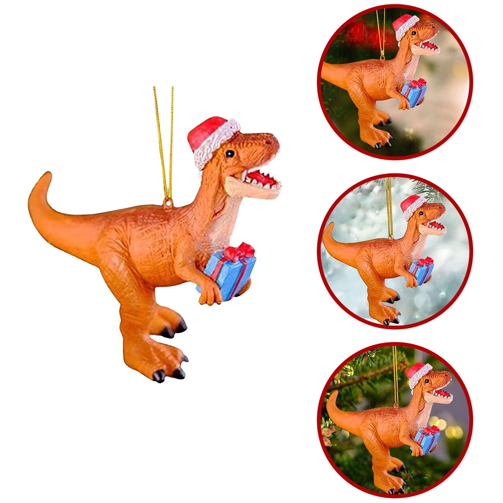 1 Pc Ornamen Gantung Bentuk Kartun Dinosaurus 3D Untuk Dekorasi Pohon Natal