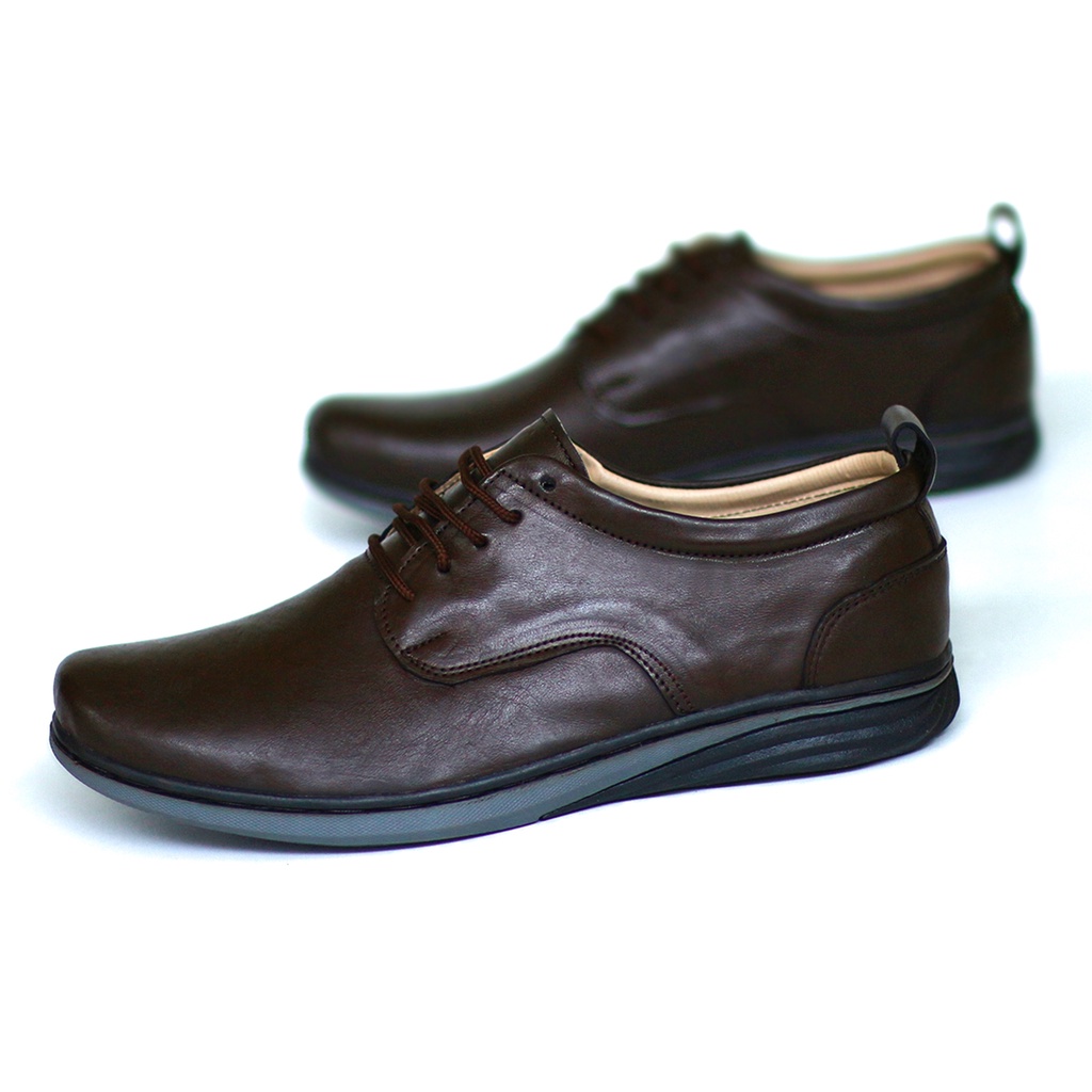 STONE BLACK BROWN || Sepatu Formal Kulit Asli Full Hitam Coklat Tali Pria Pantofel Kerja Kantor Dinas Resmi Guru PNS Kantoran Pesta Undangan Kondangan Nikah Wisuda Kuliah Casual Oxford Trandy