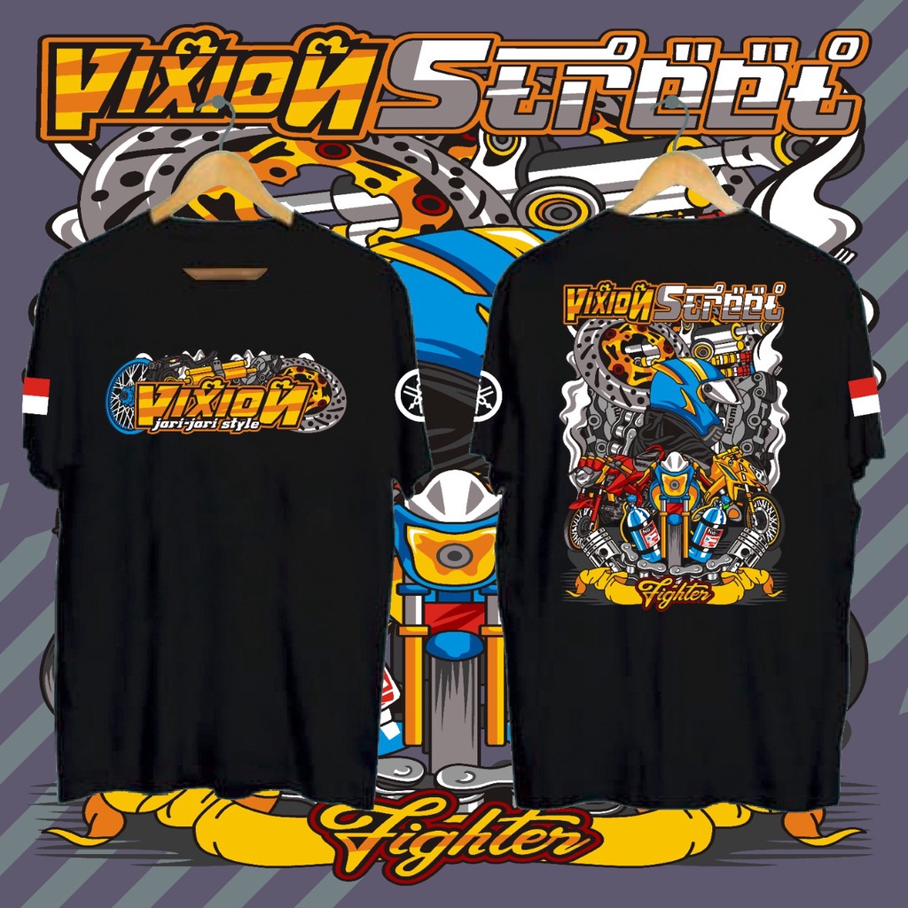 KAOS PRIA VIXION STREET FIGHTER BLACK | SIMPLE, DINAMIS, DAN MEMBERIKAN KESAN KASUAL
