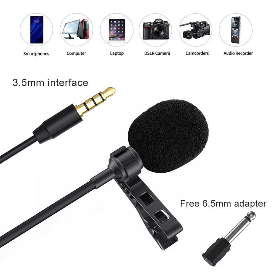 Boya Clip-On Omnidirectional Microphone for Smartphone &amp; DSLR - BY-M1mic klip mix mik clip on of pajang kabel 6 meter ONLENY Professional Lavalier Microphone Clip Portable 3.5mm - SL1