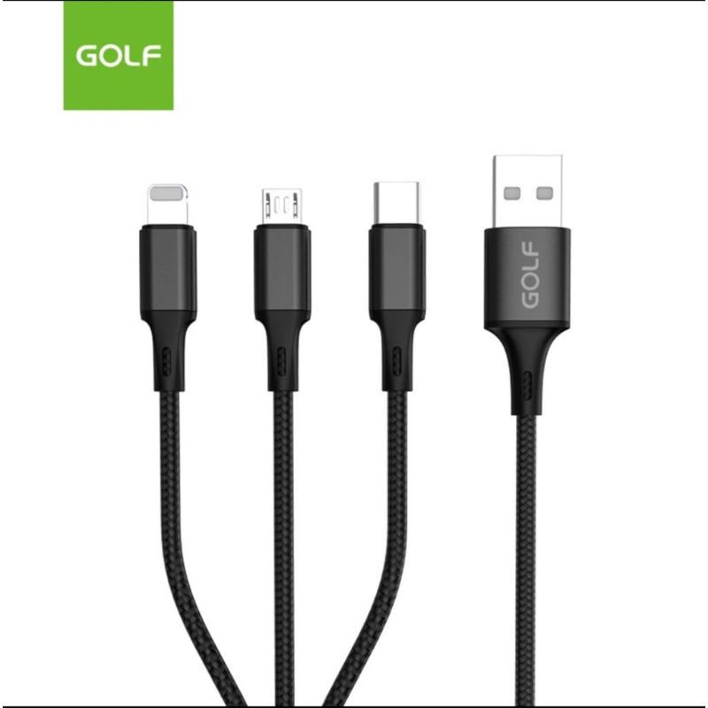 3in1 Cable Data 3A GOLF GC-86 120cm. BRAIDED CABLE_