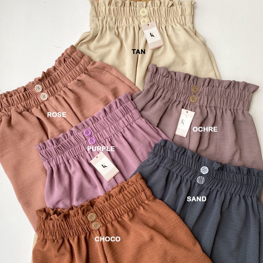 CELANA KULOT HIGHWAIST CRINKLE KANCING DUA | CELANA CRINKLE AIRFLOW VARIASI KANCING KEKINIAN