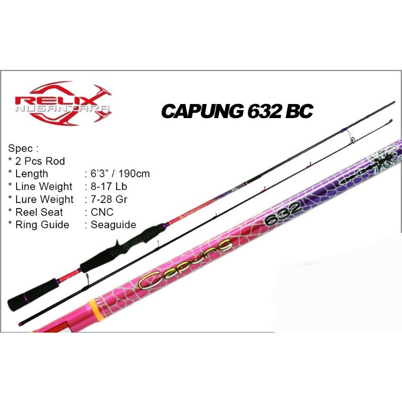 Rod BC / BAITCASTING RELIX NUSANTARA CAPUNG 632 / 190cm (Line Test 8-17lbs)