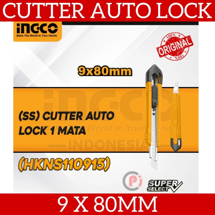 Original IINGCO Pisau Cutter Ukuran Kecil Auto Lock Snap Off 9 x 80mm