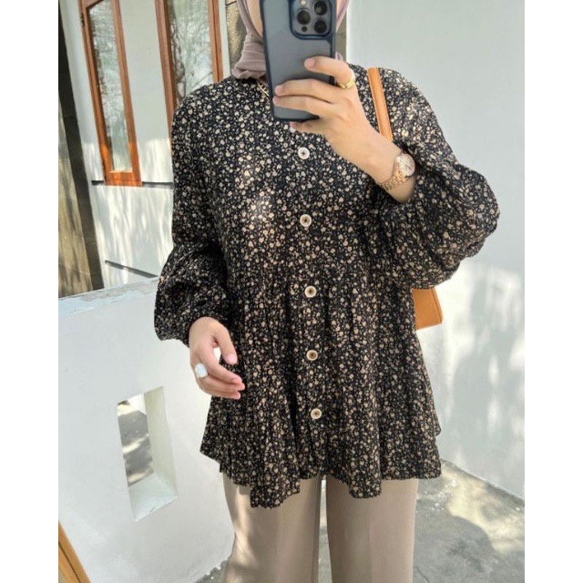 BEFAST - ZFS OOTD Blouse HEMA / MIRSANY SHAKILA BLOUSE / Aida Blouse BabyDoll LD 98 | Atasan Blouse Kemeja Lengan Balon Motif Flower Bunga