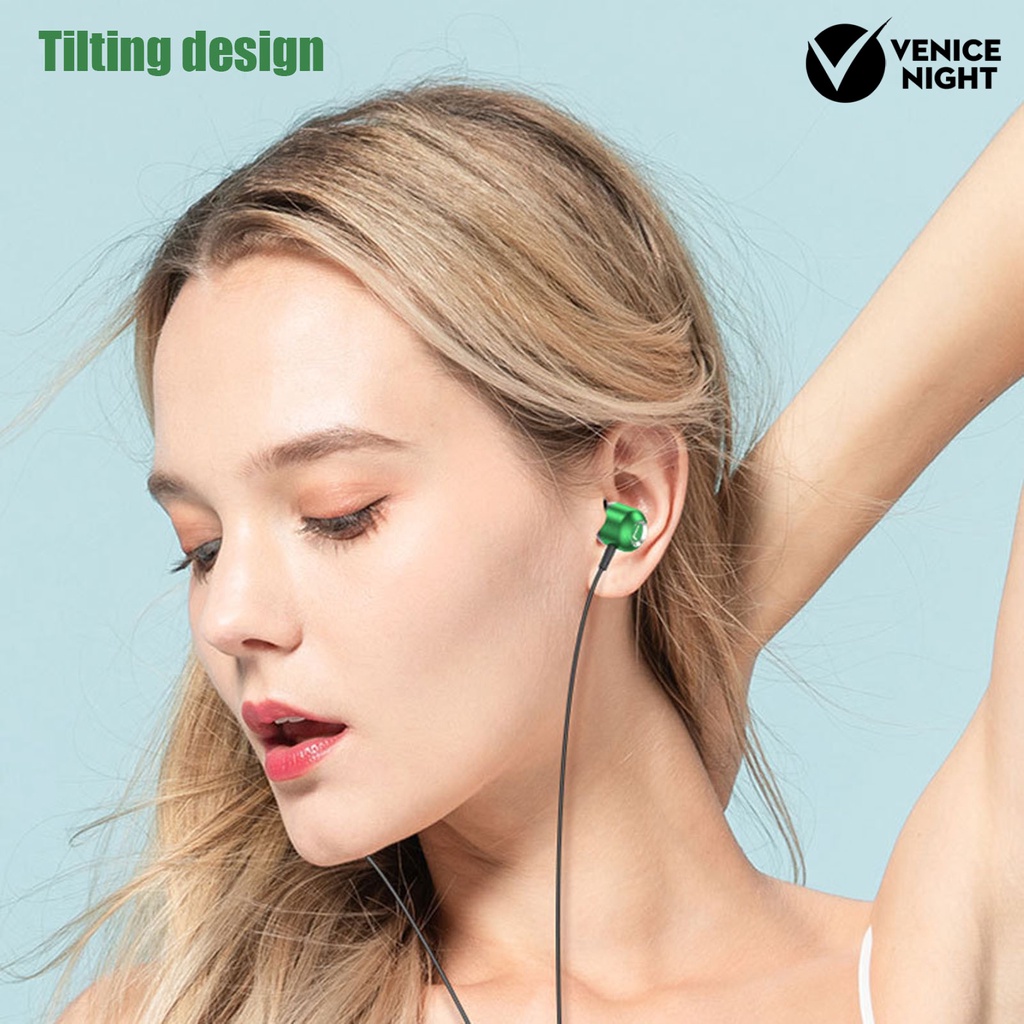 (VNEP) (Berkabel) Earphone In-ear HiFi Stereo Sound Elbow Design Type-C Sport Gaming Headset with Mic for Mobile Phone