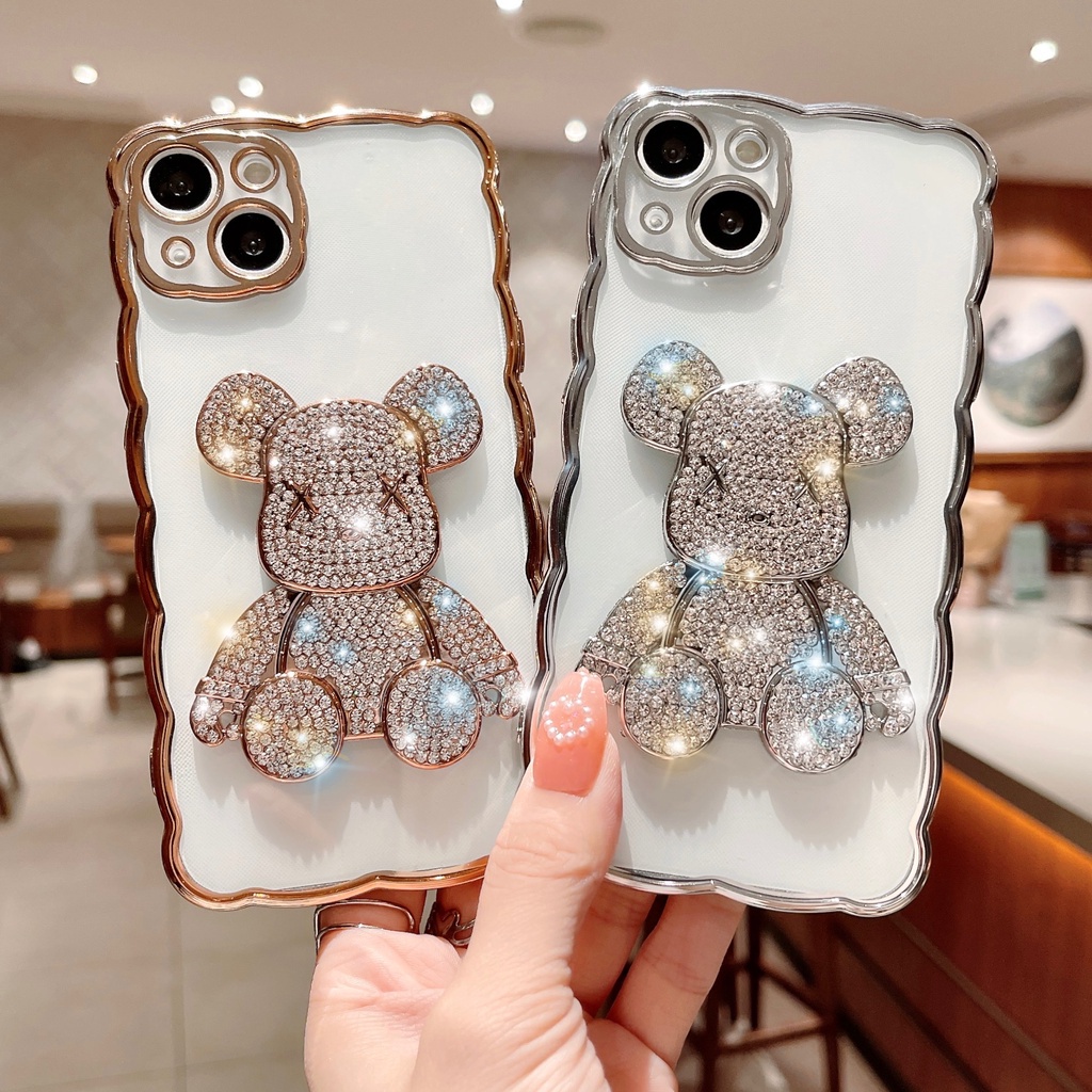 Soft Case Transparan Motif Beruang 3D Untuk Iphone 14 Pro Max 14 13 12 11 Pro Max Xs Max xr 8 7 Plus