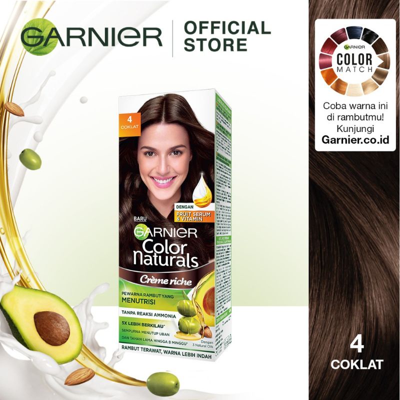 Garnier Color Naturals Creme Riche (Cat / Pewarna Rambut Permanen) - 4 Coklat