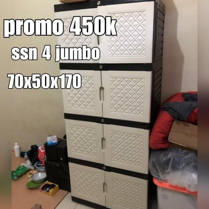 

lemari plastik susun 4 jumbo full kunci stock ready